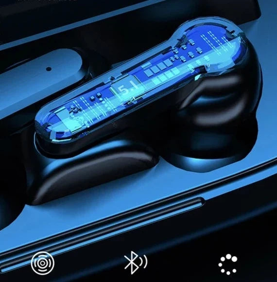 Écouteurs TWS M19–19 avec contrôle tactile sans fil Bluetooth 5.1 avec microphone et fonction lampe de poche